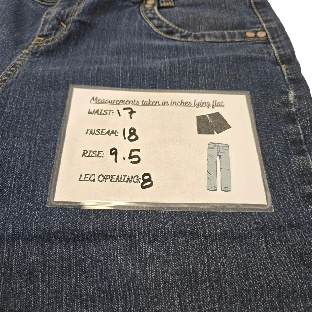 FUBU The Collection Women's Blue Denim Capris Size 13 14 Y2K Cropped Pants‎